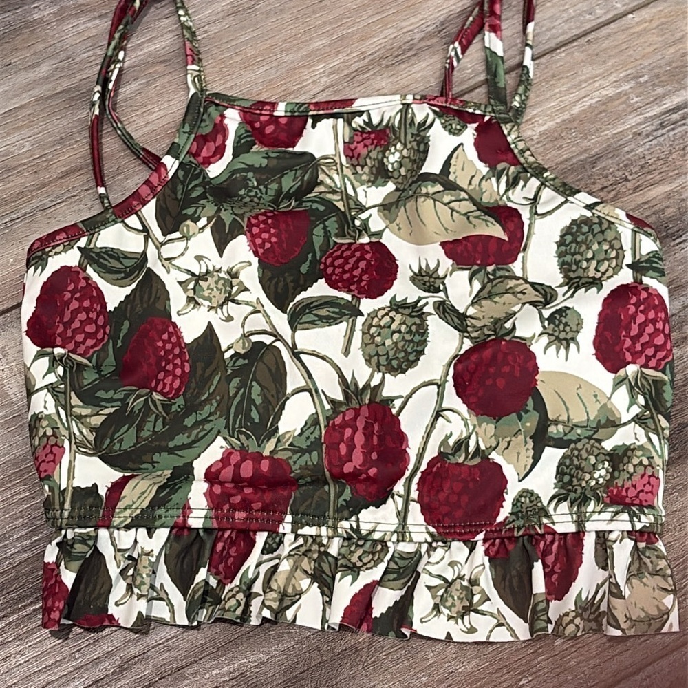 Kortni Jeane Raspberry Ruffle Tankini Top 2/3 - Picture 2 of 5